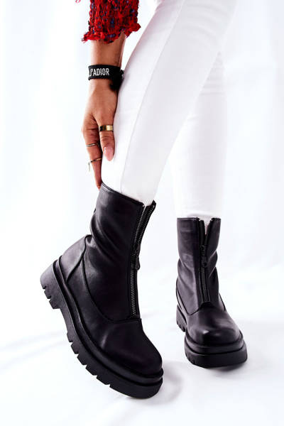 Damenstiefel mit Reißverschluss Schwarz Tierra