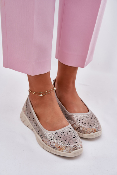 Ballerines Légères en Cuir Perforées Dorées Leaneila