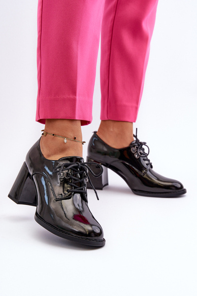 Escarpins Femme En Cuir Verni Noir Nelione