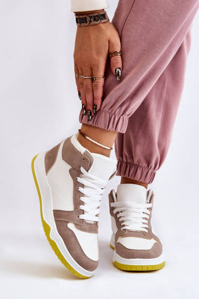 Chaussures de sport hautes pour femmes, baskets blanches et beiges Rumeur