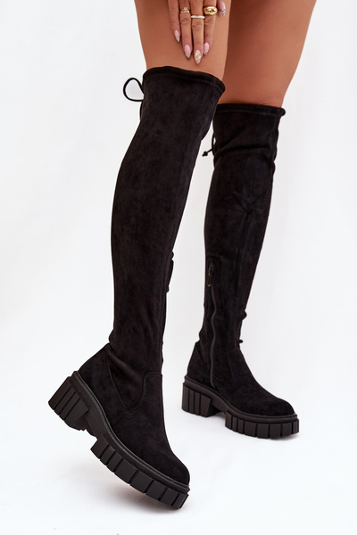 Women's Suede Boots Workers Black Cheera