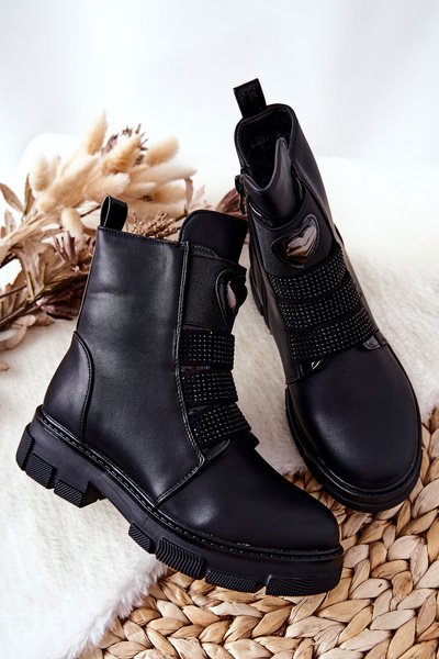 Bottes Pour Enfants Isolées Avec Fourrure Noir Miraven