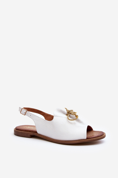 Lederne flache Sandalen Zazoo 2898 Weiß