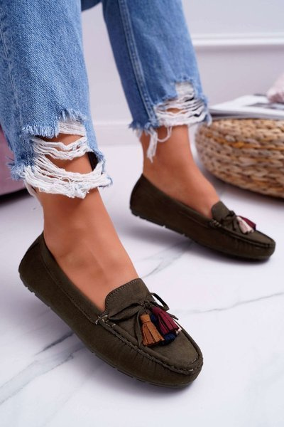 Femei Kaki Suede Mocasins S.Barski A199 Mohabe