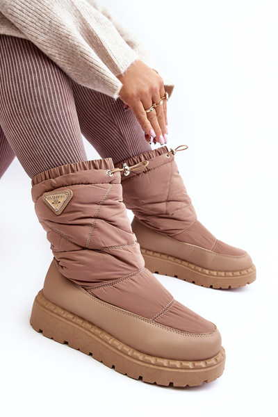Bottines de neige pour femmes à semelle épaisse en Lureta beige foncé