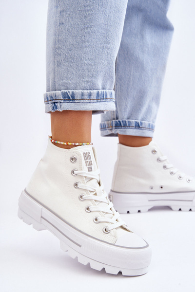 Adidaje cu platformă înaltă țesătură Big Star LL274156 White