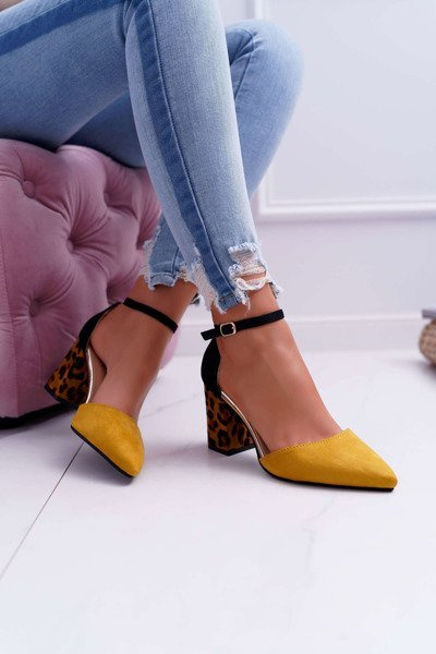 Pompe de stiletto imprimate cu leopard pentru femei galben Ferri