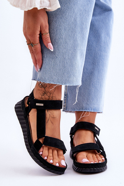 Big Star Wildleder Klettsandalen LL276011 Schwarz