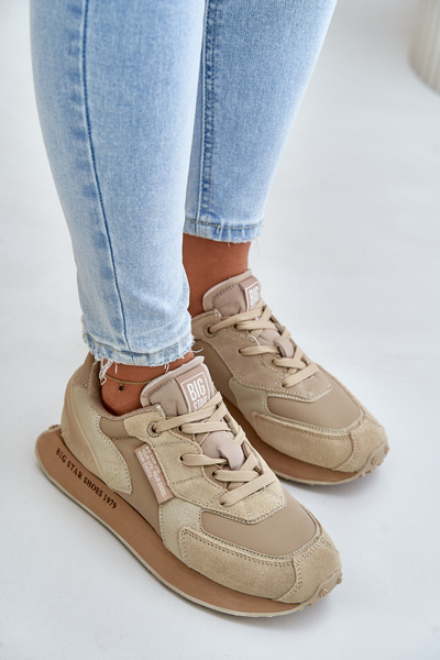 Női Bőr Sneakers Big Star OO274564 Hi-Poly System Bézs