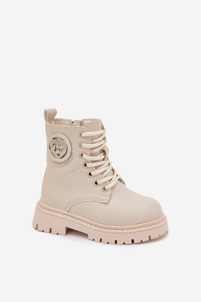 Girls' boots with fur lining with decoration LOVE beige Rosaira