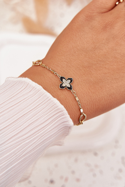 Armband mit Kleeblatt chirurgischer Stahl Gold