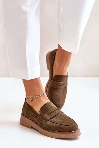 Mocassins Classiques Pour Femmes En Eco Daim Vert Foncé Belania