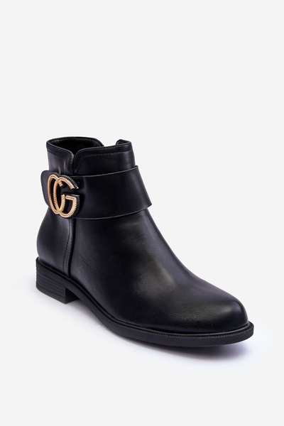 Lederstiefeletten mit Verzierung schwarzer Galos
