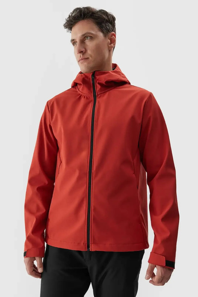 Vyriška softshell striukė su gobtuvu raudona 4F 4FWAW24TSOFM283-61S