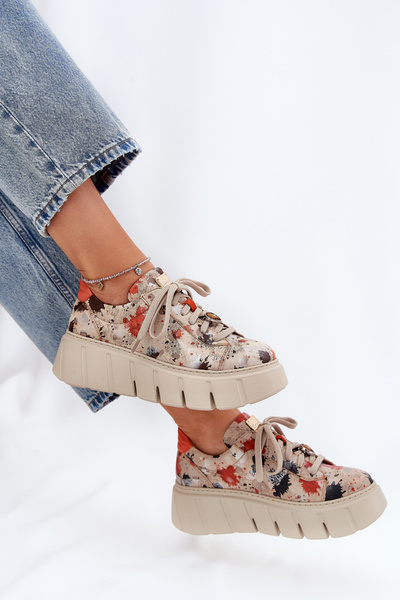 Bőr Sneakers Platformon Maciejka 06891-18 Bézs