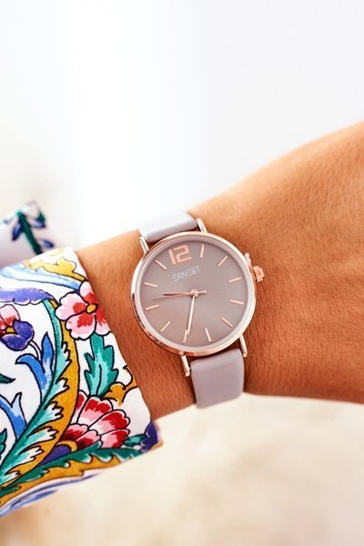 Montre Sur Bracelet Cuir Sans Nickel ERNEST Gris