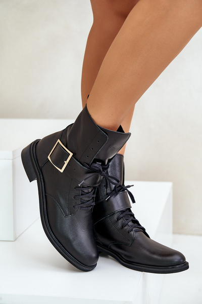 Zazoo Bottines En Cuir Avec Boucle 2949 Noir