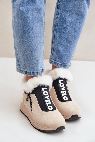 Women Sneaker Ankle Boots With Fur Beige Zeriana