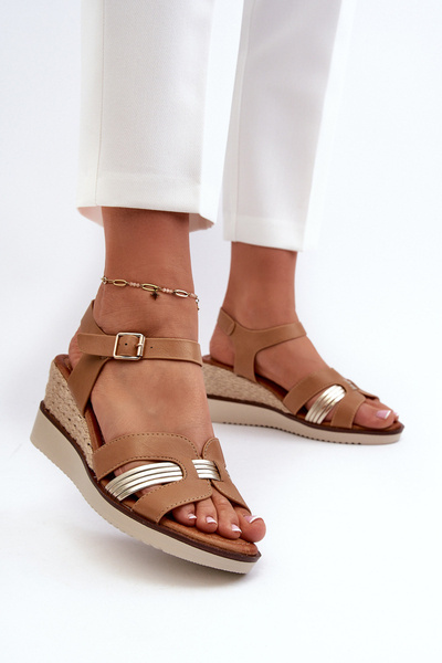 Sandales compensées pour femmes avec détail tissé marron Starlenna