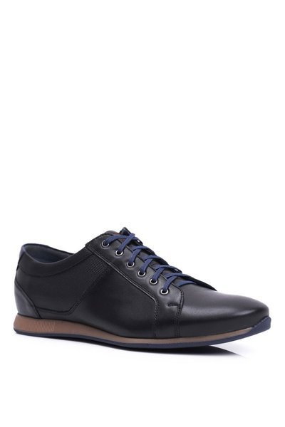 Herren Casual Leder Halbstiefel Nikopol Schwarz 1730