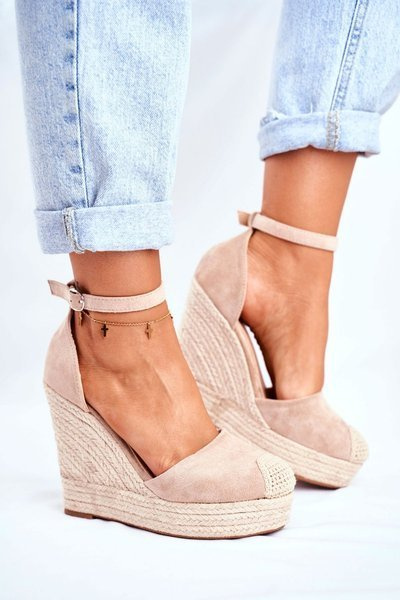 Women's Sandals On Wedge Linen Beige Avocado