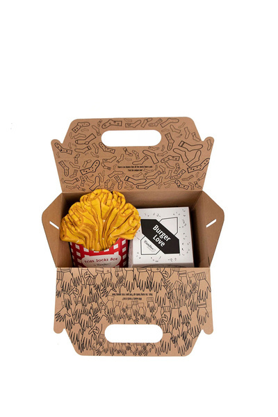 Rainbow Socks Takeaway Burger Fries 4 perechi