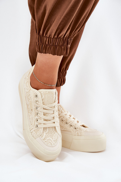 Baskets Femme en Dentelle Big Star RR274746 Beige