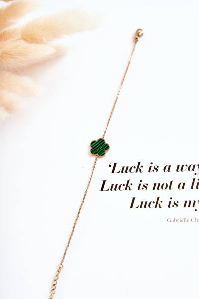 Women's Fashionable Bracelet With Green-Black Flower Gold