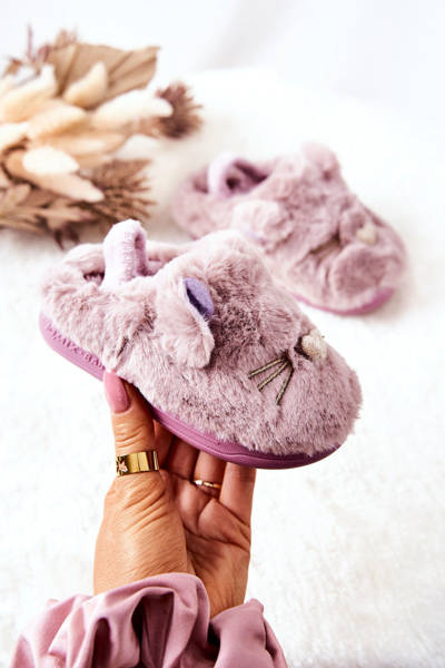 Children's Slippers Cats With Ears Purple Tammy