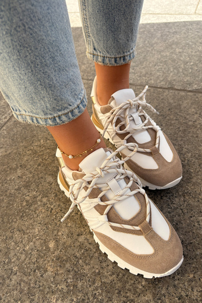 Pantofi Cu Jumătate De Lățime Sneakers Femei Artiker 56C1738 Bej-Auriu