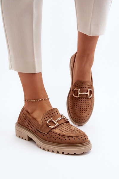Damen Ajour Mokassins mit Verzierung Camel Talesse