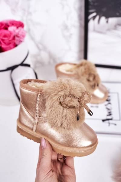 Bottes de neige pour enfants isolées avec fourrure Rose Gold Aurora