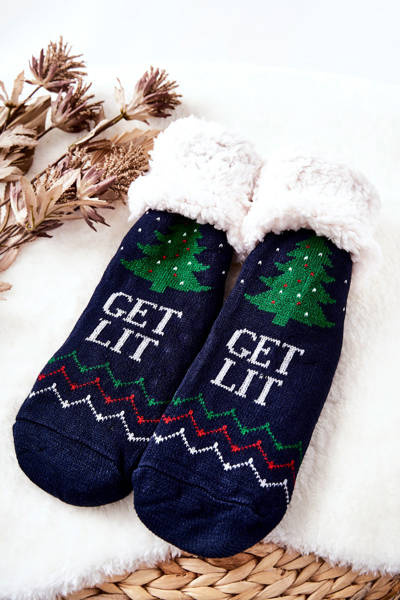 Christmas Long Socks Christmas Tree Navy Blue