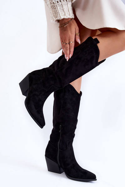 Cowboystiefel aus Wildleder für Damen Schwarze Alaina