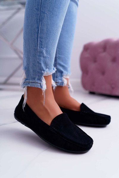 Mocassins confortables en éco-daim pour femmes Noir Lemma