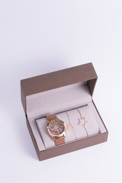 Women's Gold Pink Bellos Bracelet Watch