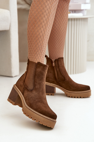 Bottes à talons isolées pour femmes Eco Daim Marron Irissinae