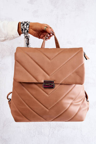 Großer gesteppter Lederrucksack Beige Gwendie