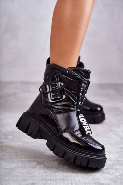 Women's Warm Snow Boots With Zipper Black Marit