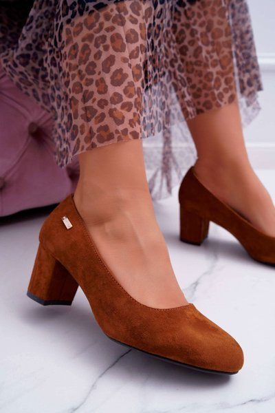 Sergio Leone Camel Suede Stiletto szivattyúk