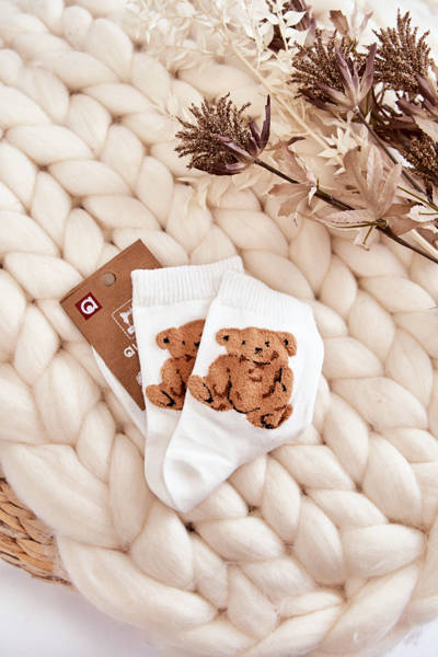 Chaussettes Classiques En Coton Pour Femme Avec Ours En Peluche Blanc