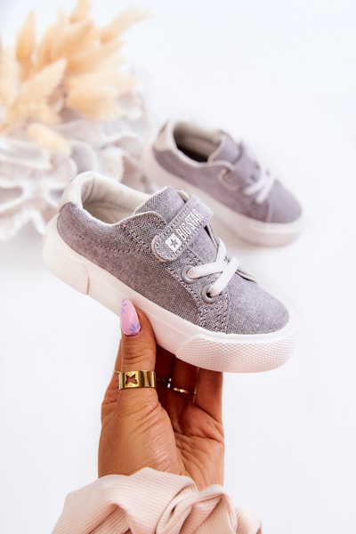 Children's Low Sneakers With Velcro BIG STAR JJ374107 Grey