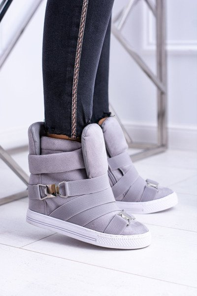 Lu Boo Baskets Plateformes En Daim Gris