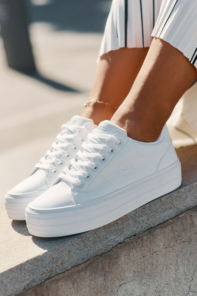 Eko-Leder Damensneaker auf Plattform Big Star RR274298 weiß