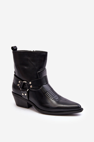 Women's Lined Cowboy Boots Black Venosa