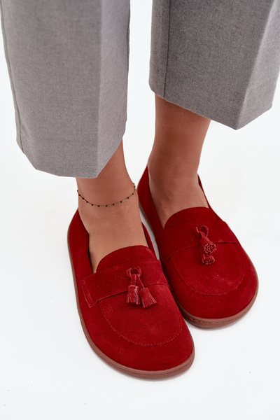 Odos suedes loaferiai barefoot Zazoo 322 raudoni