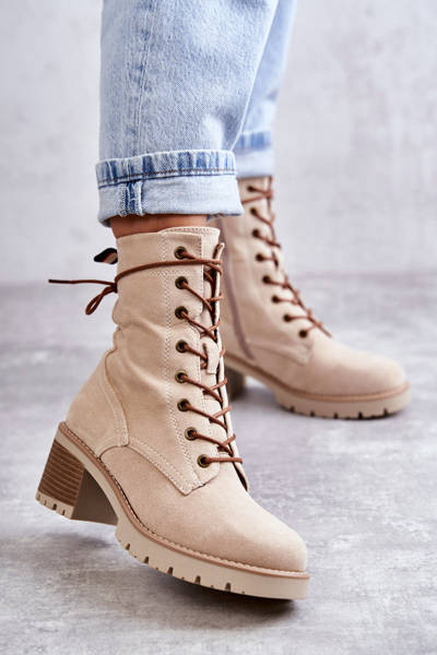 Women's Warm Boots On High Heel Beige Julieta