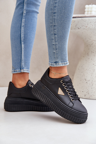 Sneakers stilati pe o platformă masivă negri Vallexia