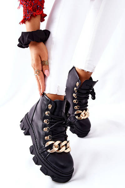 Bottes Isolées Avec Chaîne Femme Noir Labri