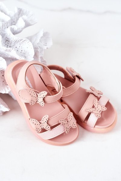 Children's Velcro Sandals With Butterflies Pink Malvika